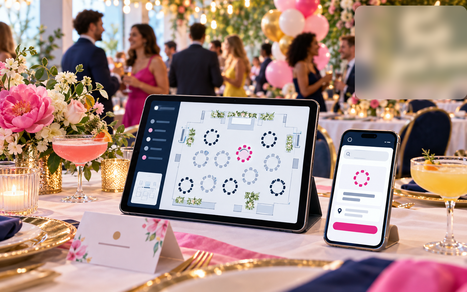 Anteprima dell'evento demo con planimetria e tavoli